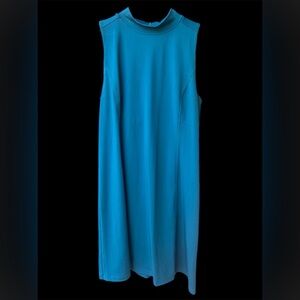 Lou & Grey Teal Athletic Dress Sleeveless Mock Neck Zip Back Size L